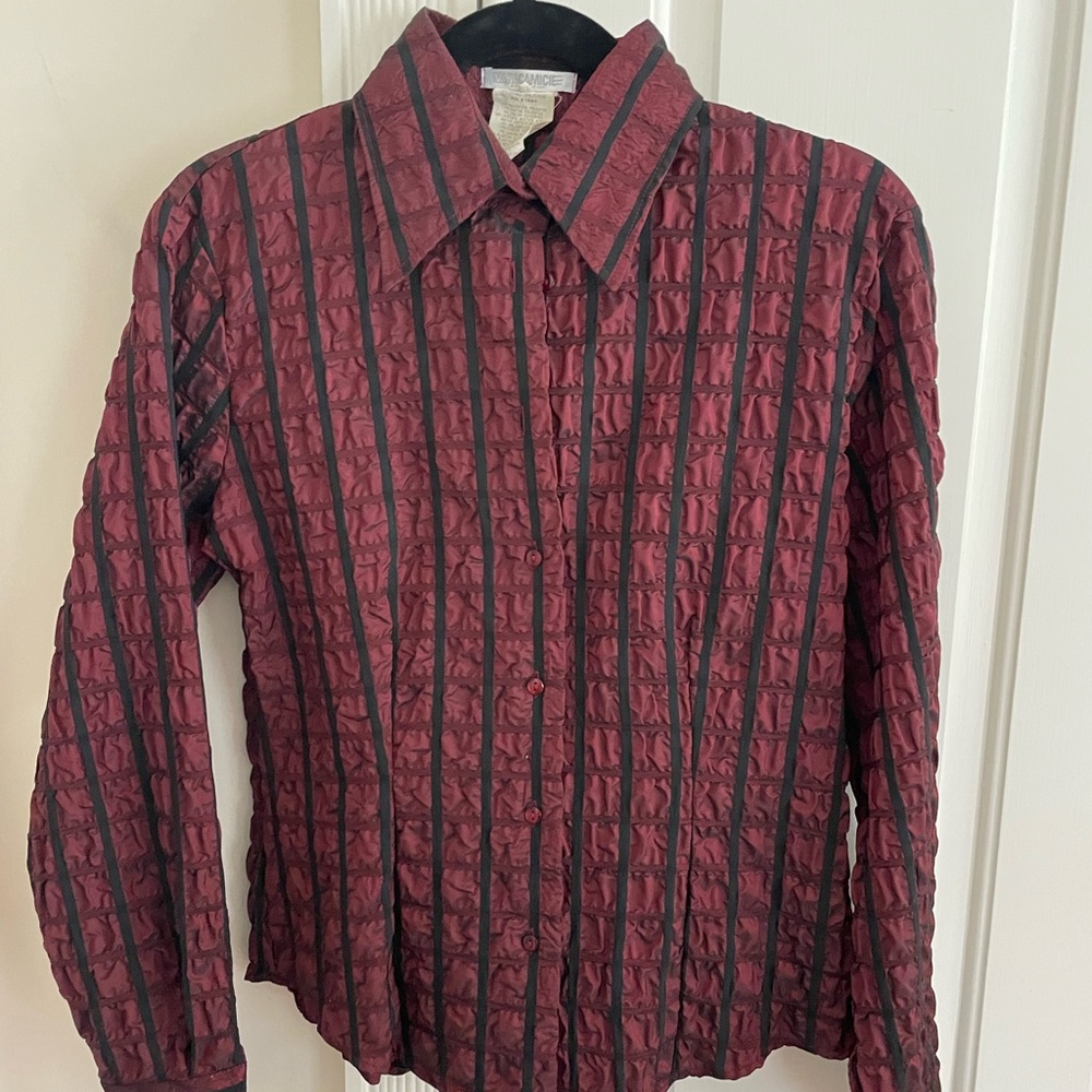 NARACAMICIE Italian Long Sleeve Button Front Crinkle Dress Shirt EUC